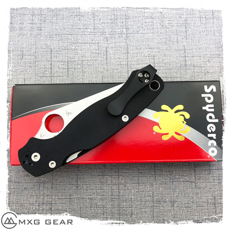 New Spyderco Paramilitary 2 Knife G-10 C81GP2 with Custom Deep Carry Clip