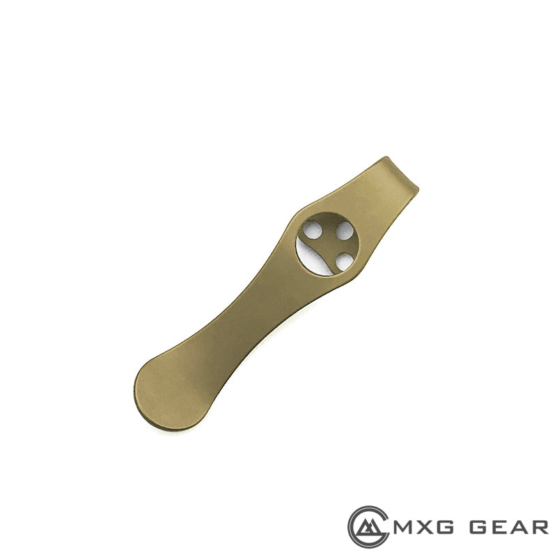 Custom Made Titanium Deep Carry Pocket Clip For Spyderco Para 3 (with a Cutout for Lanyard)